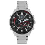 Casio Gents 48.00mm Solar Watch with Black Analogue - Digital dial and Silver Metal Bracelet Strap ECB-900DB-1AER