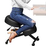 Himimi Kneeling Chair Ergonomic with Thick Memory Foam Cushion, Height Adjustable Office Stool, Knee Support Chair to Relieve Back Pain & Improve Posture, Brake Casters, for Home&Office