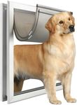 Dog Door, Doggy Door with Double Flaps, XL Dog Door with Automatic Closing System for Energy Efficient, Extra Large Dog Door with Steel Frame&Lockable Panel, Extreme Weather Dog Doors for Door/Wall