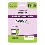 Koodo Mobile Prepaid 15$-70$ Sim Card Kit (3G Network) - 1 Month Prepaid Service Included | Talk-Text-Data | Pay as You go | Canada (15$ Talk-Text-Data) (KM15TT)