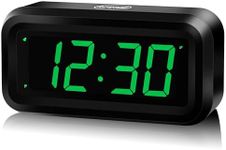 KWANWA Alarm Clock, Small Digital Clock, 1.2inch Green LED Clock, Adjustable Brightness, Dim Night Mode, 12H/24H, Battery Operated, Wall-mounted, Snooze, Clock for Bedroom, Travel Clock, Kids Clock