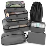 Shacke 8 Set Packing Cubes for Travel Lightweight Luggage Organizer (Dark Grey)