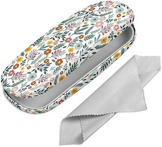Fintie Hard Shell Eyeglasses Case, Portable Protective Glasses Cover Eyeglass Holder Box with Cleaning Cloth for Men Women, Spring Bloom