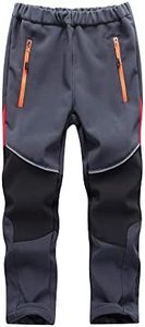 Toomett Boys Snow Pants,Girls Kids Outdoor Fleece-Lined Soft Shell Hiking Insulated Waterproof snowboard Pants,1510,Grey,6-7Years