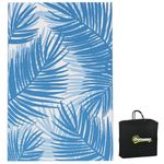 Outsunny Reversible Outdoor Rug with Carry Bag, Waterproof Plastic Straw Mat for Garden, Deck, RV, Picnic, Beach, Camping, 182 x 274cm, Blue and Cream