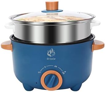 Drizzle 3L Hot Pot Cooker Skillet Steamer- Multifunction Frying Pan 110V Non-Stick Grill Stir-fried Stewed Cookware Steak Noodle Ramen Shabu Shabu Pot - Home Office Party Kitchen Dorm Cooking Blue
