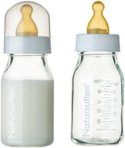 Natursutten Anti-Colic Glass Baby Bottle 2-Pack - 4 Ounce Bottles for Breastfeeding Babies - Newborn Bottles Set: Natural Rubber Slow-Flow Bottle Nipples, Seals, Valves, Baby Bottle Caps