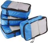 Amazon Basics Small Packing Travel Organizer Cubes Set, Blue - 4-Piece Set