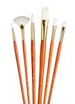 Princeton Art & Brush Real Value Synthetic Brush Set, Round Size 2 and 6, Fan Size 2, Filbert Size 4, Angle Size 4, Flat Size 10, White Taklon