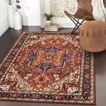 Moynesa Ultra-Thin Washable Oriental Area Rug - 3x5 Non-Slip Laundry Room Rug, Non-Shedding Stain Resistance Low Pile Kitchen Mat Indoor Throw Carpet for Fall Decor Bathroom, Brown/Multi