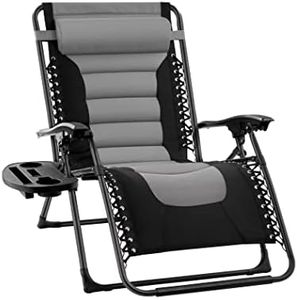 groundlevel Extra Wide Garden Zero Gravity Chair with padded seat (Grey)