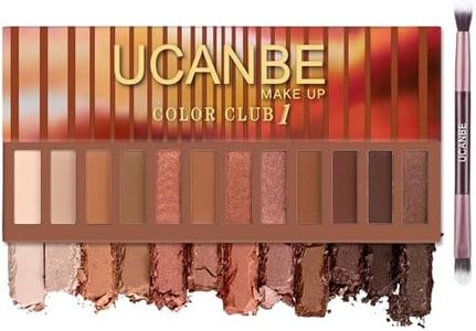 UCANBE 12 Color Eyeshadow Makeup Palette, Naked Nude Eye Shadow, Neutral Matte Shimmer Make Up Pallet with Double-ended Brush Set Kit, Highly Pigmented Long Lasting Waterproof