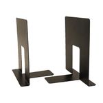 Spillbox Metal Non Slip Bookends Book Shelves | Shelf | Study Table | Home Decor | Holders | Case | Bracket Heavy Duty | Set | Book Ends for Office, Home-U Cut Small (Black)