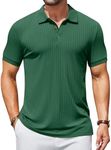 COOFANDY Men's Slim Fit Golf Shirts Short Sleeve Casual Business Polo T-Shirt Dress Collar Polo Shirts Classic Golf Outfits Green