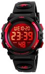 V2A Resin Kids Led 5Atm Waterproof Digital Sports Casual Watch For Boys And Girls (Red)