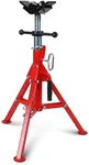 GarveeTech V-Head Pipe Stand with 2-Ball Transfer, 2500lbs Folding Jack Stand, 1/8"-12" Capacity, Welding Stand Adjustable Height 24-42IN, Heavy Duty Carbon Steel Body, Steel Pipe Jacks for Welding