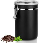 Walktosun Airtight Coffee Canister with Clear Lids, Large Container for Ground Coffee 1.8L/62 floz Stainless Steel Storage Container Jar for Coffee Bean, Cereal, tea, Flour, Sugar (Dark Black)