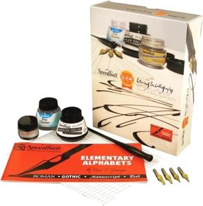 Speedball Super Value Lettering & Calligraphy Ki Black,Silver, Beginner Calligraphy Kit with Broad‑Edge Nib Set