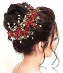 Hair Flare Floral Hair Vein for Women, Artificial Flower Hair Accessories, Hair Pin for Girls - Dark Pink, 2205
