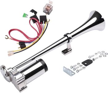 Air Horn Kit Train Horn Kit for Truck Super Loud Air Horn Semi Truck Air Horn Car Horn Loud Single Trumpet Air Horn with Compressor Truck Train Horn (Integrated single tube horn with wire)