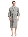 Amazon Brand - Solimo 100% Cotton Unisex Bathrobe, Ash Grey, Large, Set of 1