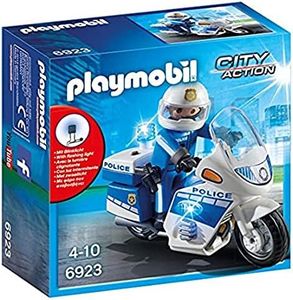 PLAYMOBIL City Action 6923 Policía con Moto y Luces LED, A Partir de 5 años