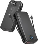 citicr Portable Charger 20000mAh PD20W w/Built-in Cables & Wall Plug Black