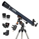 Celestron - AstroMaster 90EQ Refractor Telescope - Refractor Telescope for Beginners - Fully-Coated Glass Optics - Adjustable-Height Tripod - Bonus Astronomy Software Package