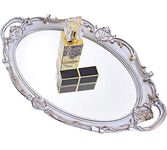 Mirrored Tray,Decorative Mirror for Perfume Organizer Jewelry Dresser Organizer Tray & Display,Vanity Tray,Serving Tray,9.8'' x 14'' (Golden Silver)