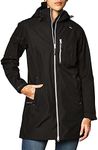 Helly Hansen Women's Long Belfast Lightweight Waterproof Windproof Breathable Raincoat Jacket with Hood, 991 Black, Small