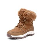 DREAM PAIRS Waterproof Snow Boots for Women, Faux Fur Cozy Warm Insulated Winter Boots Lace Up Mid-Calf Outdoor Shoes for Walking Hiking SDSB2305W TAN Size 7.5