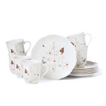 Lenox 894547 Butterfly Meadow Seasonal 12PC Dessert Set, Porcelain, Multicolor