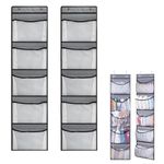 YINENGD 2 Pack Over Door Storage Organiser, Hanging Storage Organizer with 5 Mesh Pockets Large Capacity Back of Door Storage for Bedroom, Bathroom, Closet