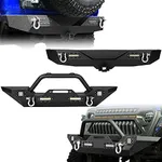 YITAMOTOR Front & Rear Bumper Compatible for 2018-2025 Jeep Wrangler JL & Unlimited w/LED Lights, D-Rings, & Hitch Receiver