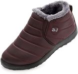 VYKF Womens Snow Boots Winter Warm Booties Fur Lined Anti-Slip Ankle Boots Outdoor Slip On Waterproof Booties Comfortable Warm Shoes Brown Size 5