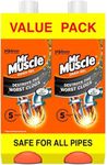 Mr Muscle Drain Unblocker, Sink & Drain Cleaner, Fast Acting Heavy Duty Drain Gel, Dissolves Clogs, Works 3x Better Than Bleach, Safe for All Pipes, Duo Pack, (2 x 1L)