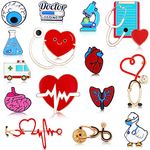 16 Pieces Brooch Pins for Nurse Doctor Pins Enamel Lapel Brooches Pin in Bulk Cute Schoolbag Pin Badges for Doctor Nurse Medical Students Clothing Bags Women Men (Medical and Nursing)