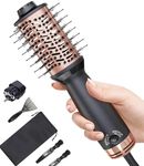Travel Dual Voltage Hair Dryer Brush, Small Hot Air Brush for European Travel, Compact 2 Inch One Step Blowout and Volumizer Hair Blow Dryer with Oval Design, Rose Gold