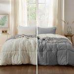 KASENTEX Down Alternative Comforter Set - Ultra Soft, Hypoallergenic, and Reversible with Matching Sham - All Season Duvet Insert Machine Washable, California King, Gull/Jet Stream