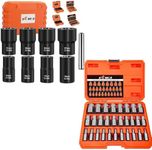XEWEA 9PCS 1/2" Lug Nut Remover Set + 29PCS Hex Head Multi-Spline Screw Extractor Set,Wheel Lock Removal Kit, Easy Out Extractor Set for Damaged, Frozen, Rusted, Rounded-Off Bolts Nuts & Screws