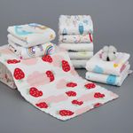 Pack of 5 Muslin Burp Cloths for Baby | 6 Layer Soft Cotton Burping Cloth for NewBorn | Muslin Napkins for New Born Baby | Wash Cloth Napkins for Kids | Face Towel for Kids 25*40 cm (Print May Vary)