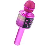 Fede Microphone for Kids Adults, Wireless Bluetooth Microphone with Flashing Colorful LED Lights Portable Speaker Karaoke Machine, Home KTV Player Support Android & iOS Devices for Party Singing