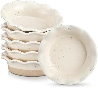 vancasso Mini Pie Pans Set of 6, 5.2 Inch Ceramic Deep Dish Pie Plates with Ruffled Edge for Baking, Microwave & Oven Safe, Cream Colored