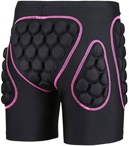 OHMOTOR 3D Padded Protective Shorts Hip Butt EVA Pad Short Pants Heavy Duty Protective Gear Guard Drop Resistance for Ski Skiing Skating Snowboard Cycling (Pink - for Women, S)