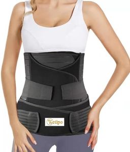 KETIPO 3 in 1 Postpartum Support Recovery Belt Post Pregnancy Abdominal Belt Post Cesarean Belly Binder, Belly Band for Post Pregnancy Women Relief Back Pains and Support Breastfeeding Posture (Black)