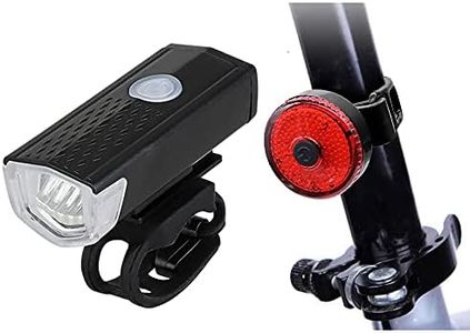 FABSPORTS Aluminum USB Rechargeable LED Bike/Bicycle Light Set, High Bright Front and Back Light, 3 Light Modes, Portable, Waterproof Headlamp (Black)
