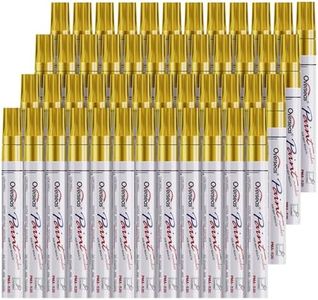 Overseas 48 Gold Paint Pens Markers, Oil Based Permanent Markers Set - Quick Drying, Waterproof, Fade-Resistant, Medium Tip Paint Pens for Wood, Metal, Rock, Ceramic, Plastic, Canvas, Glass, Rubber