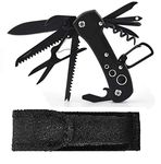 DECORANSE 14in1 Multi Function Folding Multitools Pocket Foldable Multi Tools Cycling Repairing Toolkit Multiuse with Carry Case - Titanium Black