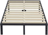 ZIYOO Full Size Bed Frame, 18 Inches Tall, 3 Inches Wide Wood Slats with 3500 Pounds Support for Foam Mattress, No Box Spring Needed, Heavy Duty Metal Platform, Easy Assembly, Noise Free