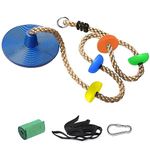 Disc swing climbing rope for kids and adults – Tree disk swing seat for outdoor backyard playground or ninja slackline with hanging strap kit